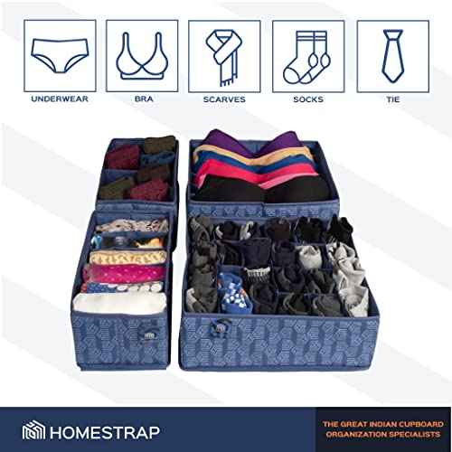 Set of 4 Drawer Organizer for Undergarments, Socks, Scarfs & Tie