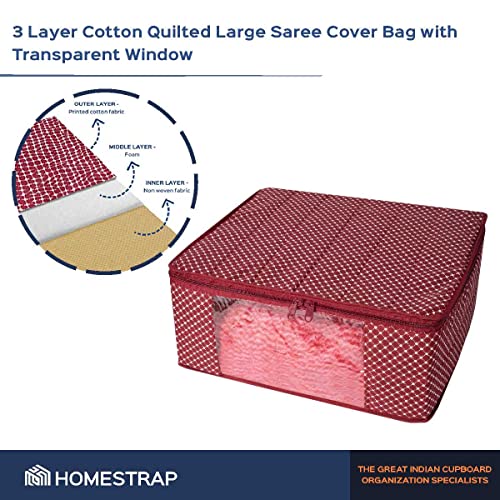 3 layer Cotton Quilted Saree Cover | Clothes Organizer