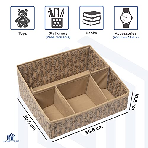 Set of 2, Multipurpose Foldable Drawer Organizer With 4 Compartments