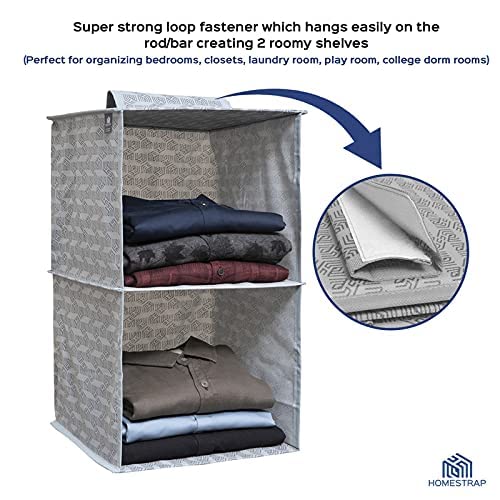 2 Shelf Hanging Organizer | Foldable Wardrobe Clothes Organizer