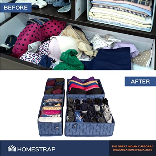 Set of 4 Drawer Organizer for Undergarments, Socks, Scarfs & Tie