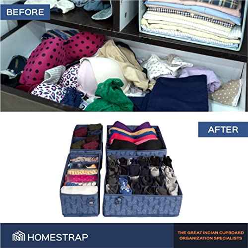 Set of 4 Drawer Organizer for Undergarments, Socks, Scarfs & Tie
