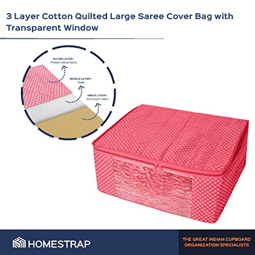 3 layer Cotton Quilted Saree Cover | Clothes Organizer