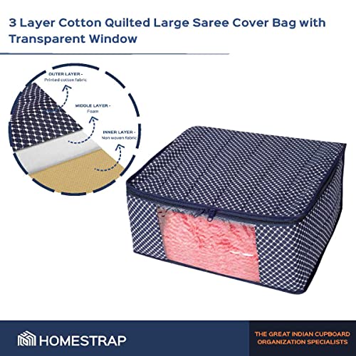 3 layer Cotton Quilted Saree Cover | Clothes Organizer