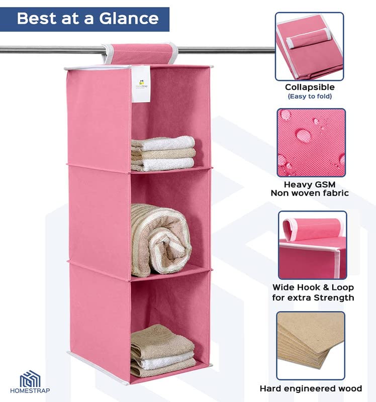 3 Shelf Hanging Organizer | Foldable Wardrobe | Closet Clothes Organizer