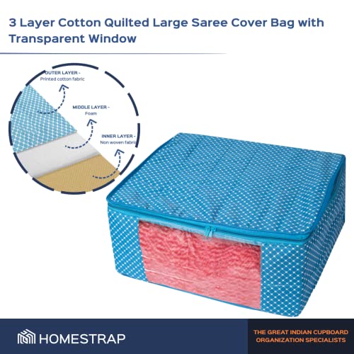 3 layer Cotton Quilted Saree Cover /Clothes Organizer