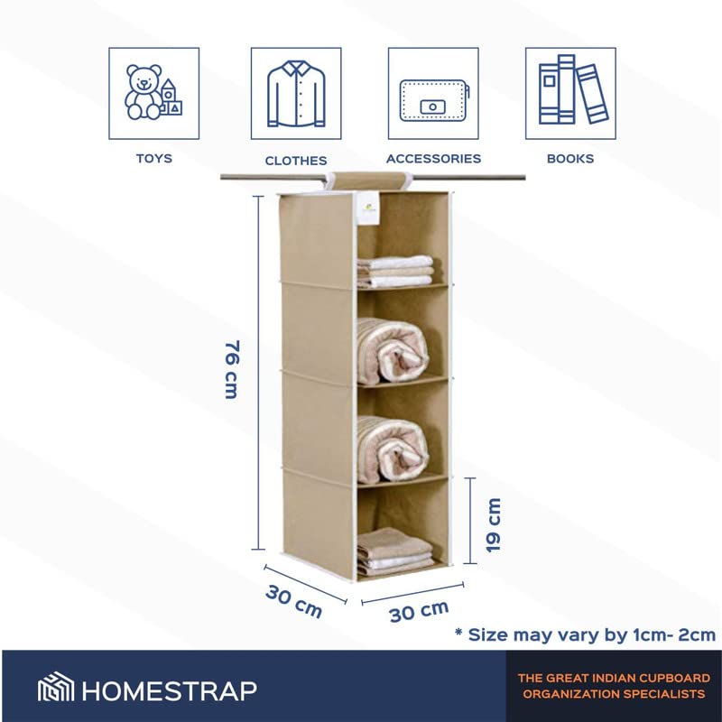 4 Shelf Hanging Organizer | Foldable Wardrobe\Closet Clothes Organizer