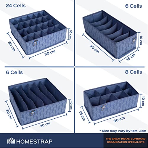 Set of 4 Drawer Organizer for Undergarments, Socks, Scarfs & Tie