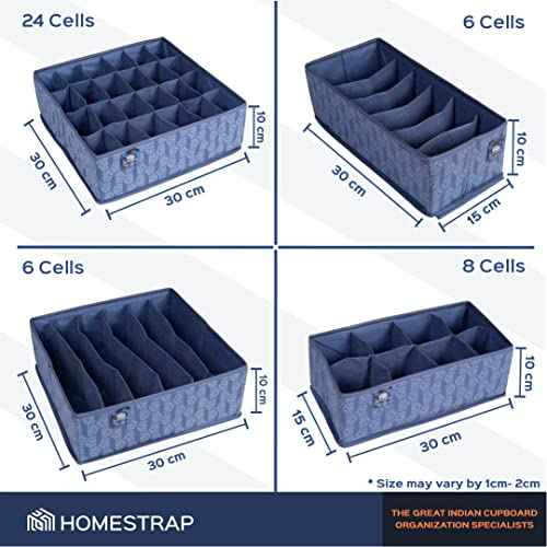 Set of 4 Drawer Organizer for Undergarments, Socks, Scarfs & Tie