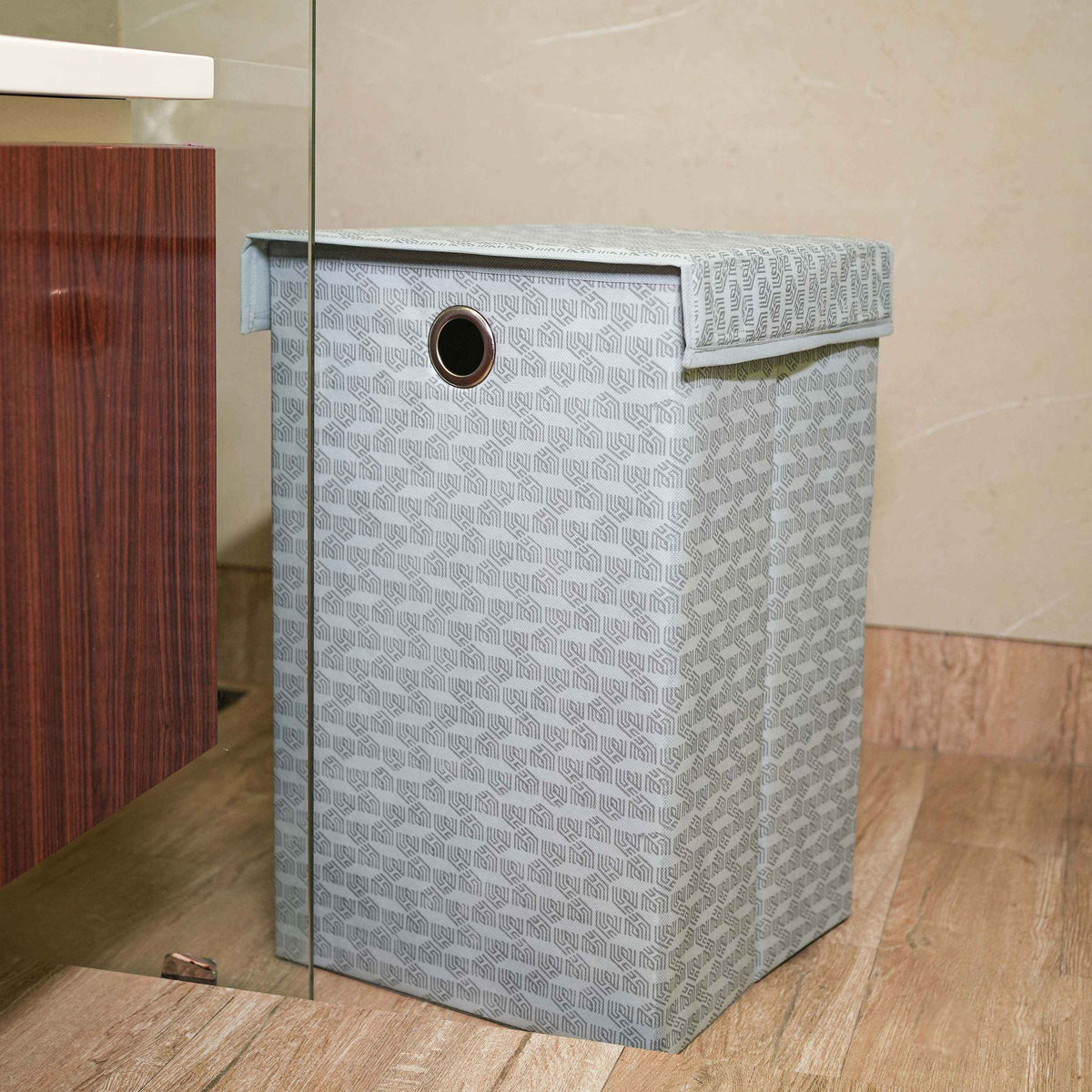 Laundry Basket with Lid Closure | Foldable | Grey