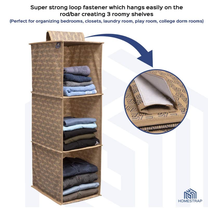 3 Shelf Hanging Organizer | Foldable Wardrobe/Closet Clothes Organizer