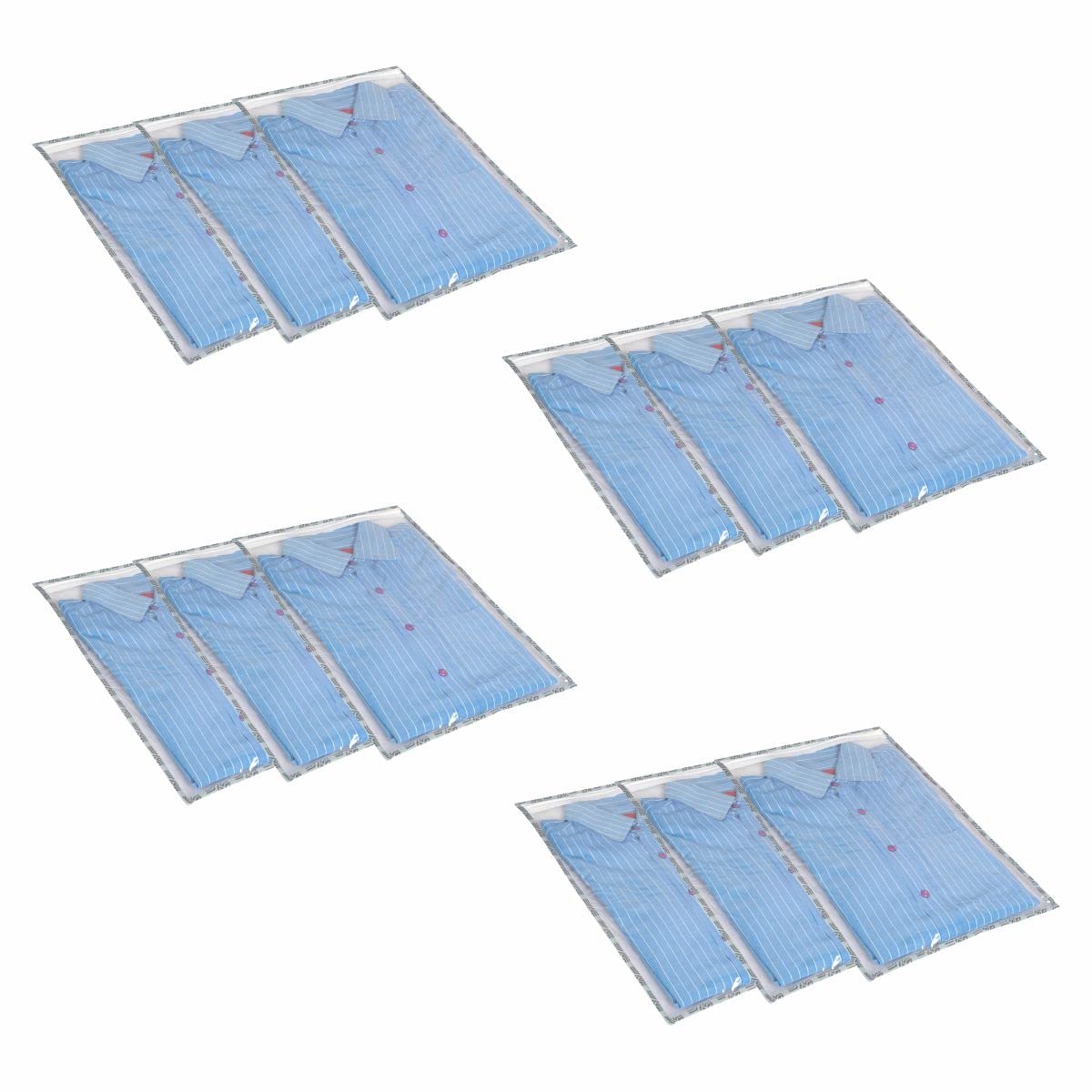 Set of 12, Transparent Single Shirt Cover with Zip Closure