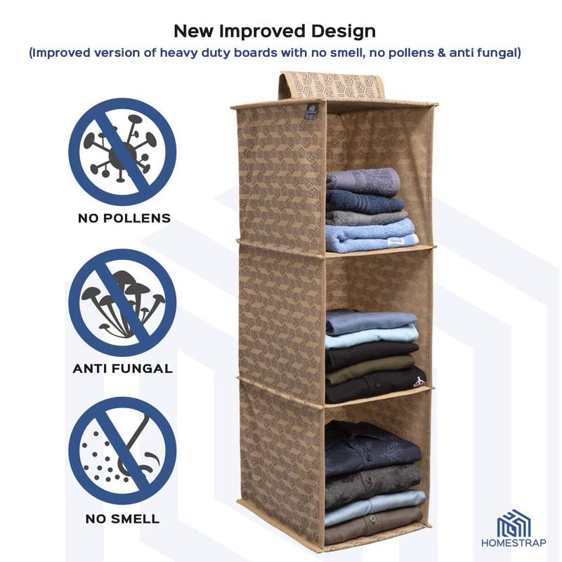 3 Shelf Hanging Organizer | Foldable Wardrobe/Closet Clothes Organizer