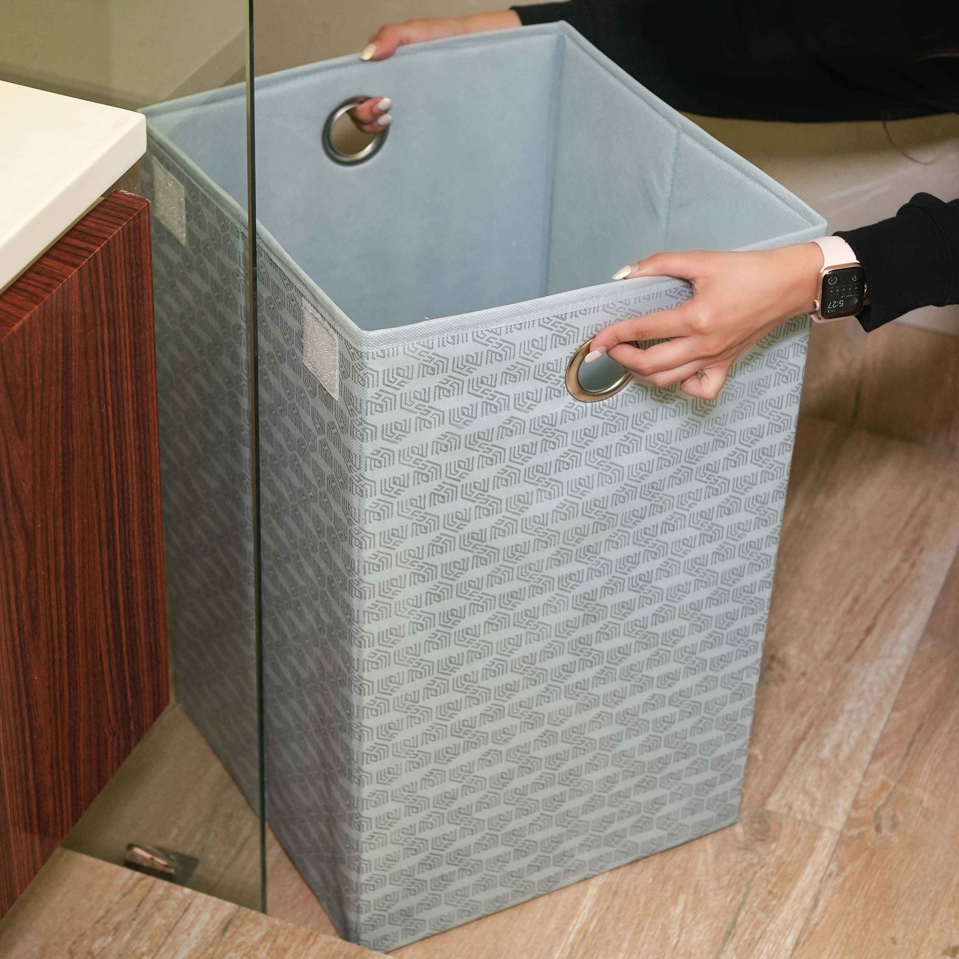 Laundry Basket with Lid Closure | Foldable | Grey