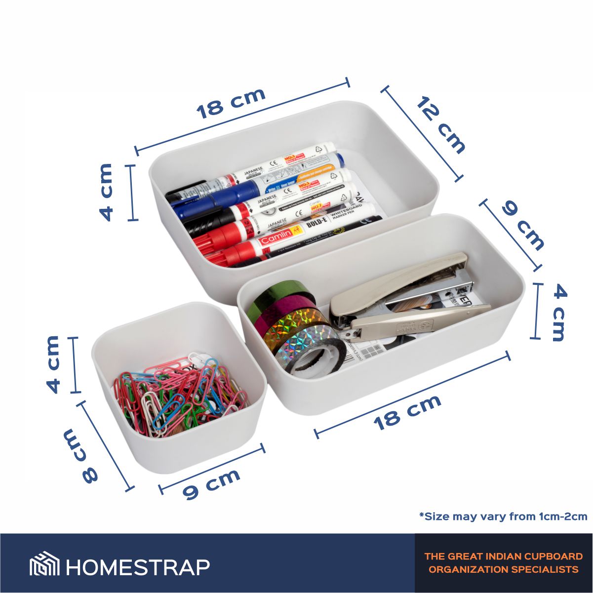 Pack of 3 Drawer Organizer Trays