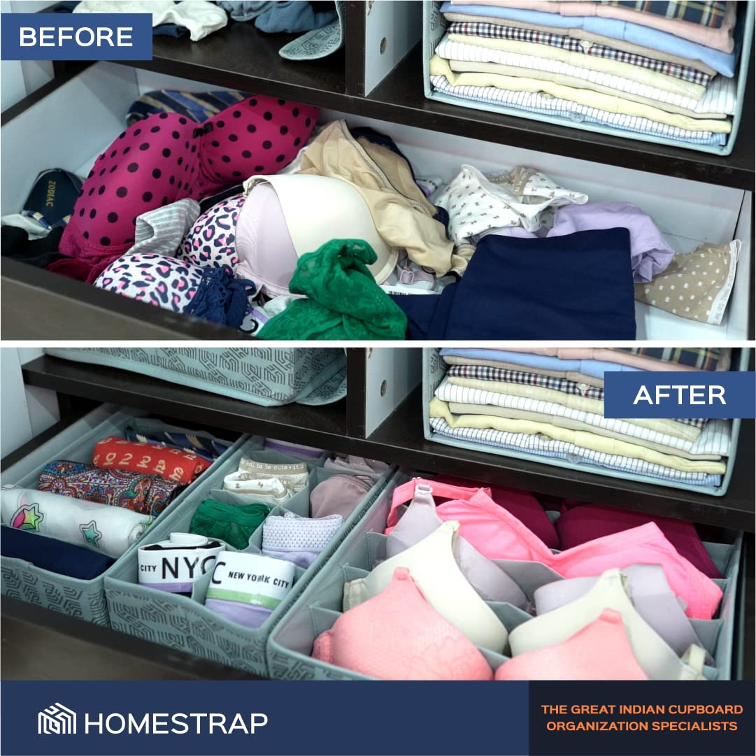 Set of 4 Drawer Organizer for Undergarments, Socks, Scarfs & Tie
