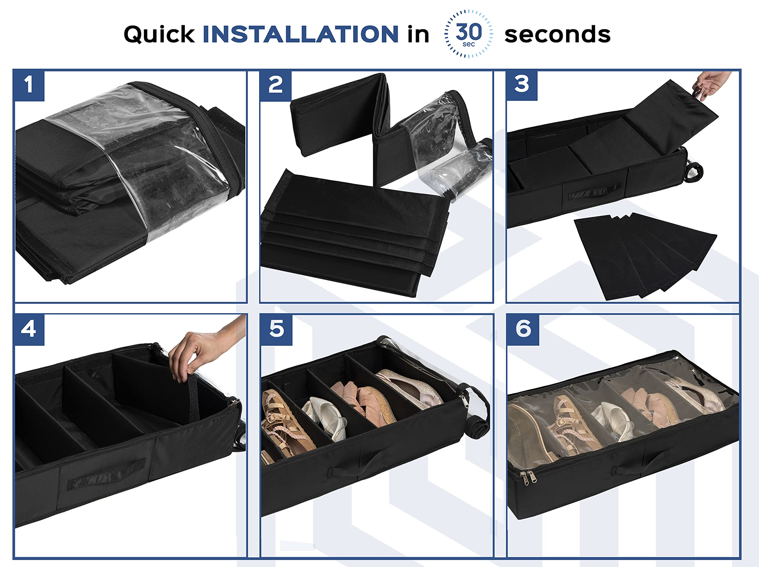 5 Section Footwear Under-bed Organizer | Foldable