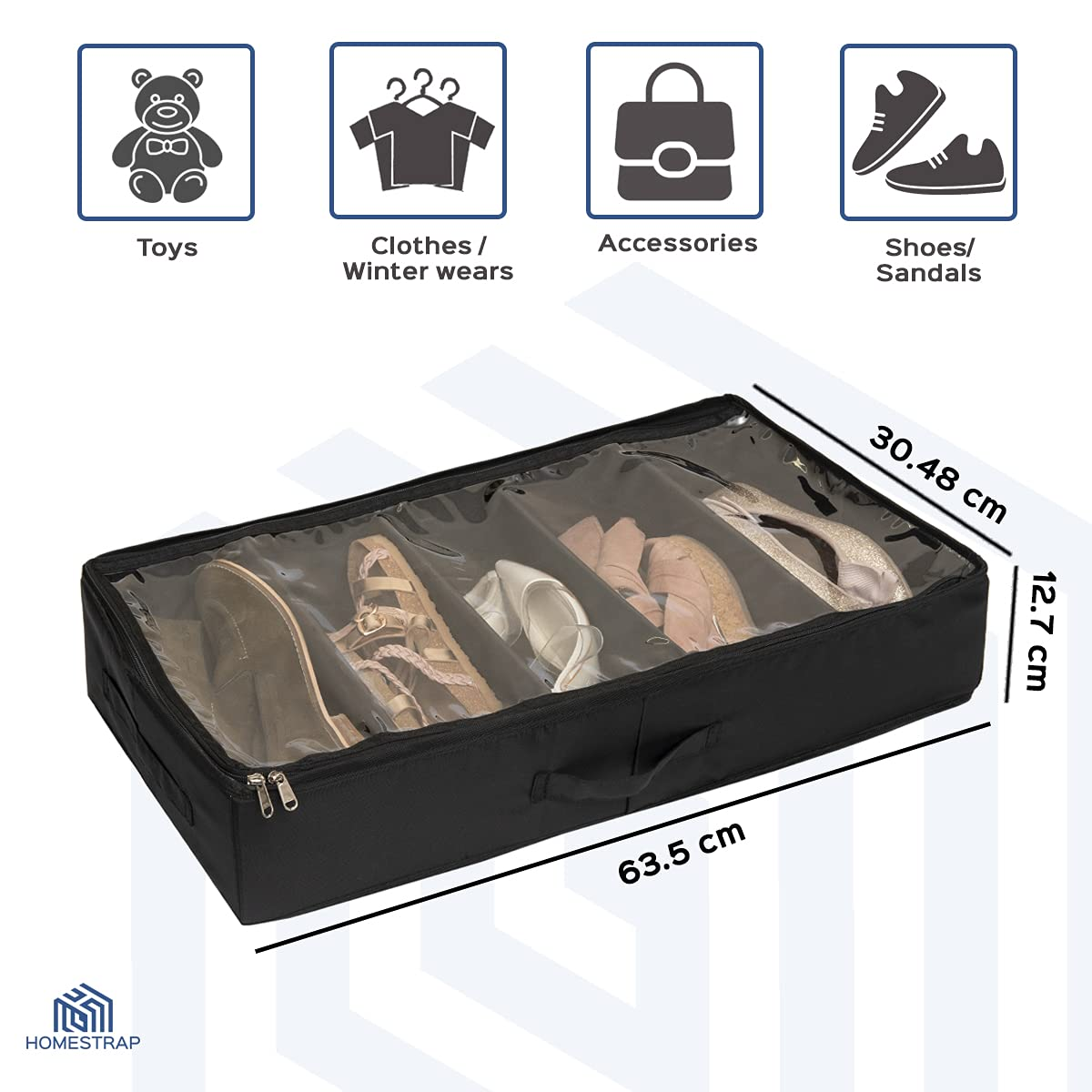 5 Section Footwear Under-bed Organizer | Foldable