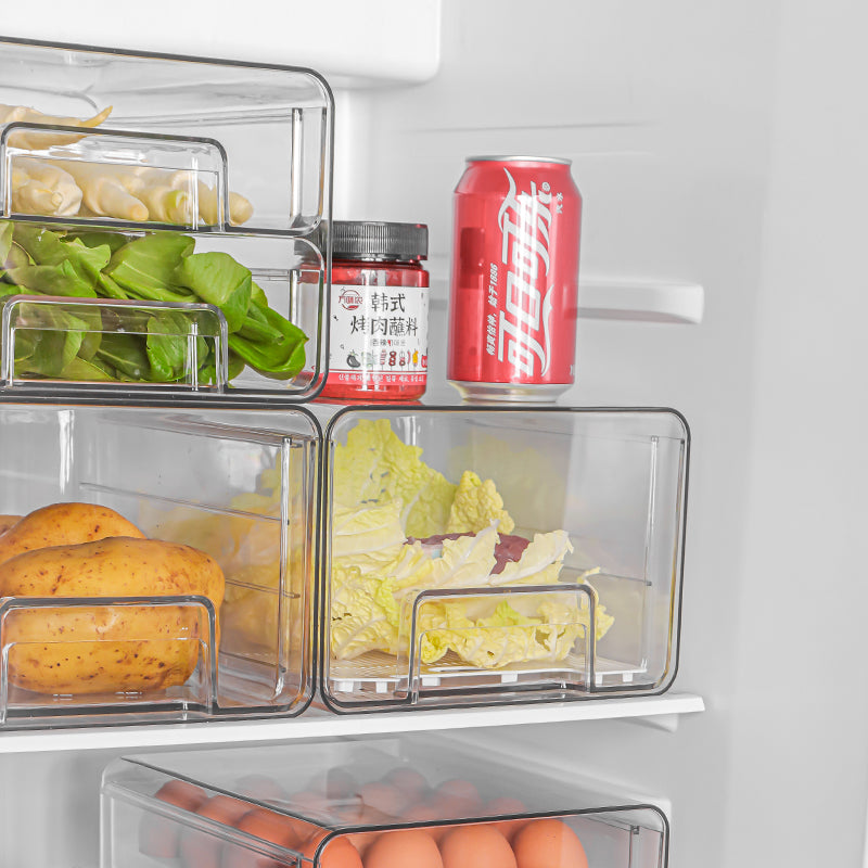 Multipurpose Transparent Stackable Drawer Box With Stainer For Fridge Vegetable And Fruit Storage