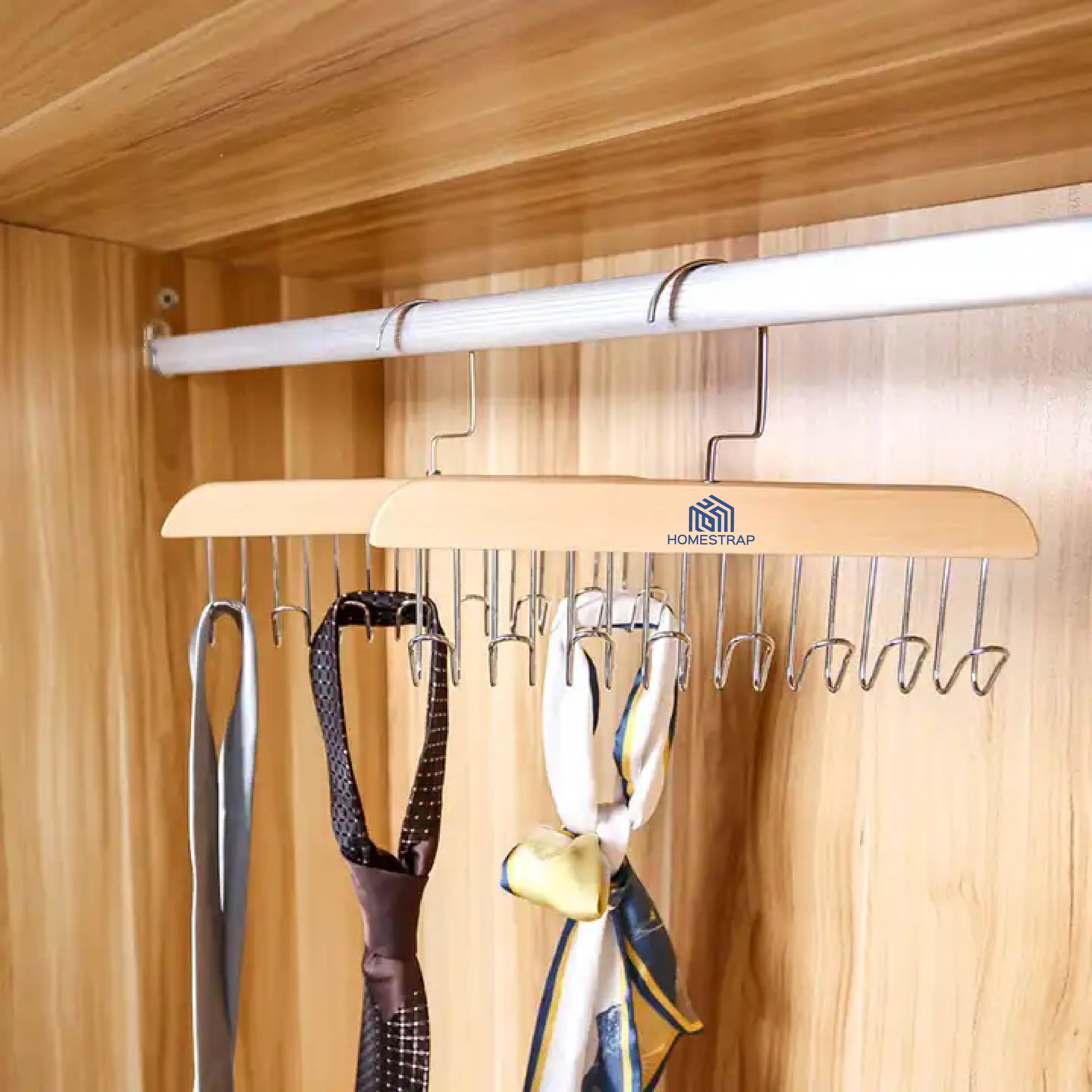 Multi Hook Hanger | Wooden Tie and Belt Hanger