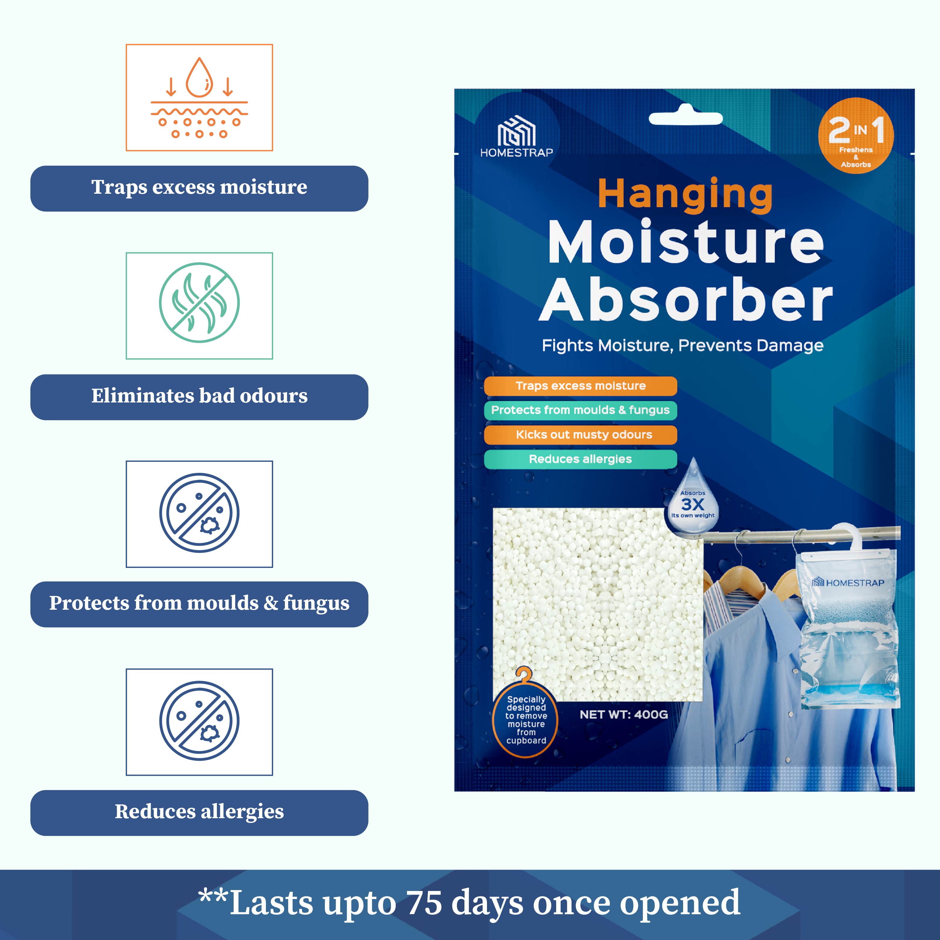 Moisture Absorber Hanging Pouch 400 Gram
