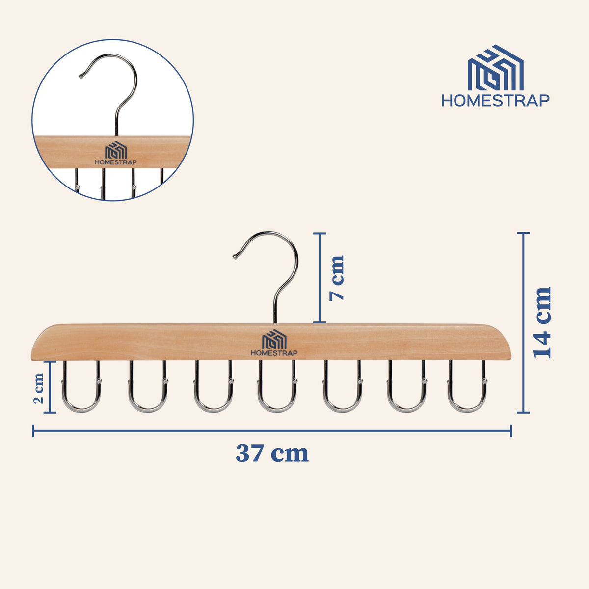 14 Multi-Hook Durable Wood Hanger - Homestrap