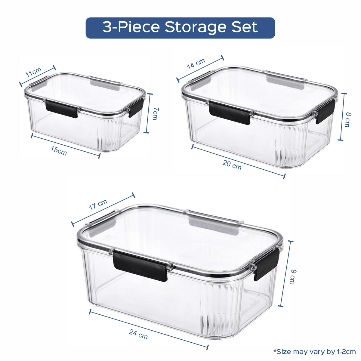 Multipurpose Airtight Food Storage Containers Set of 3 - Homestrap