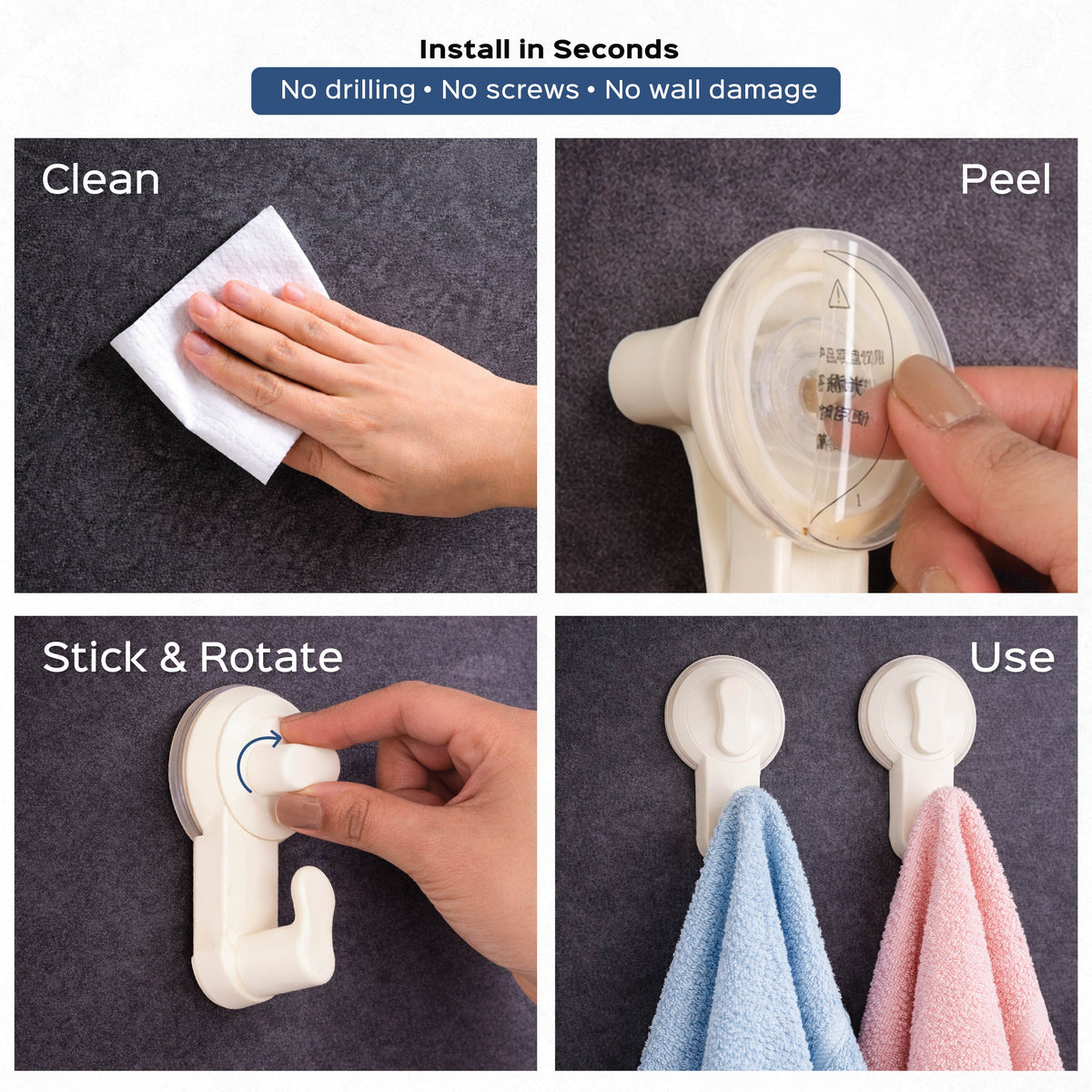 2-in-1 Suction & Adhesive Hooks|Set of 2 - Homestrap