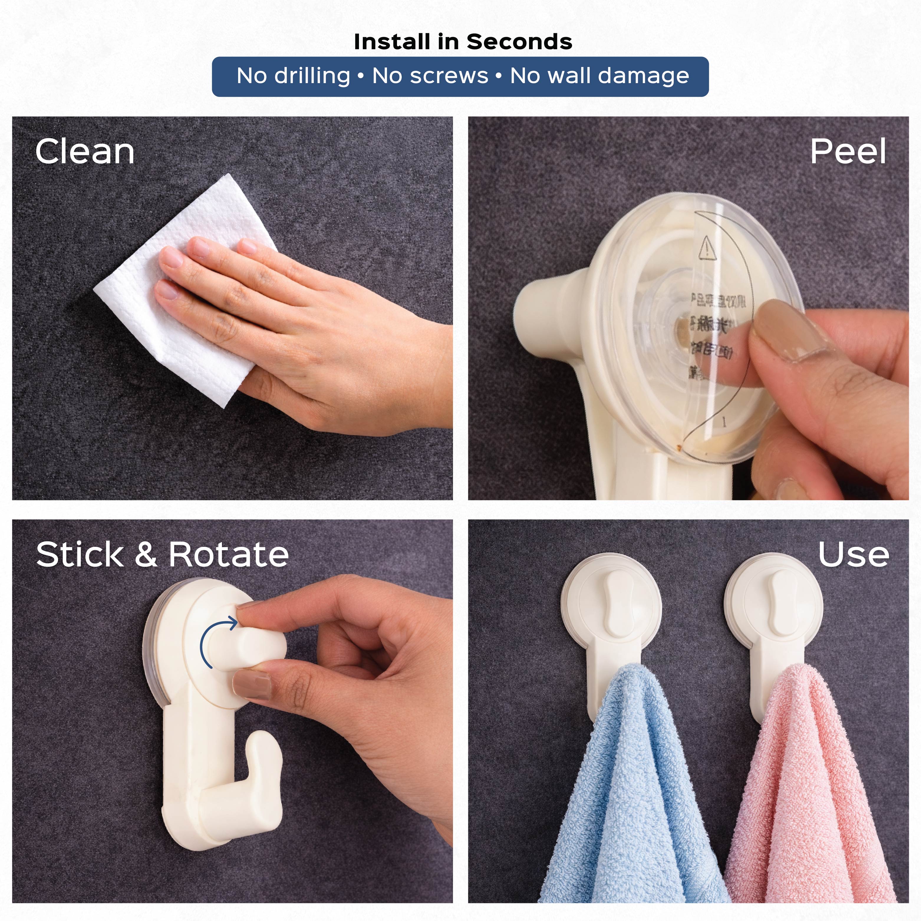 2-in-1 Suction & Adhesive Hooks|Set of 2