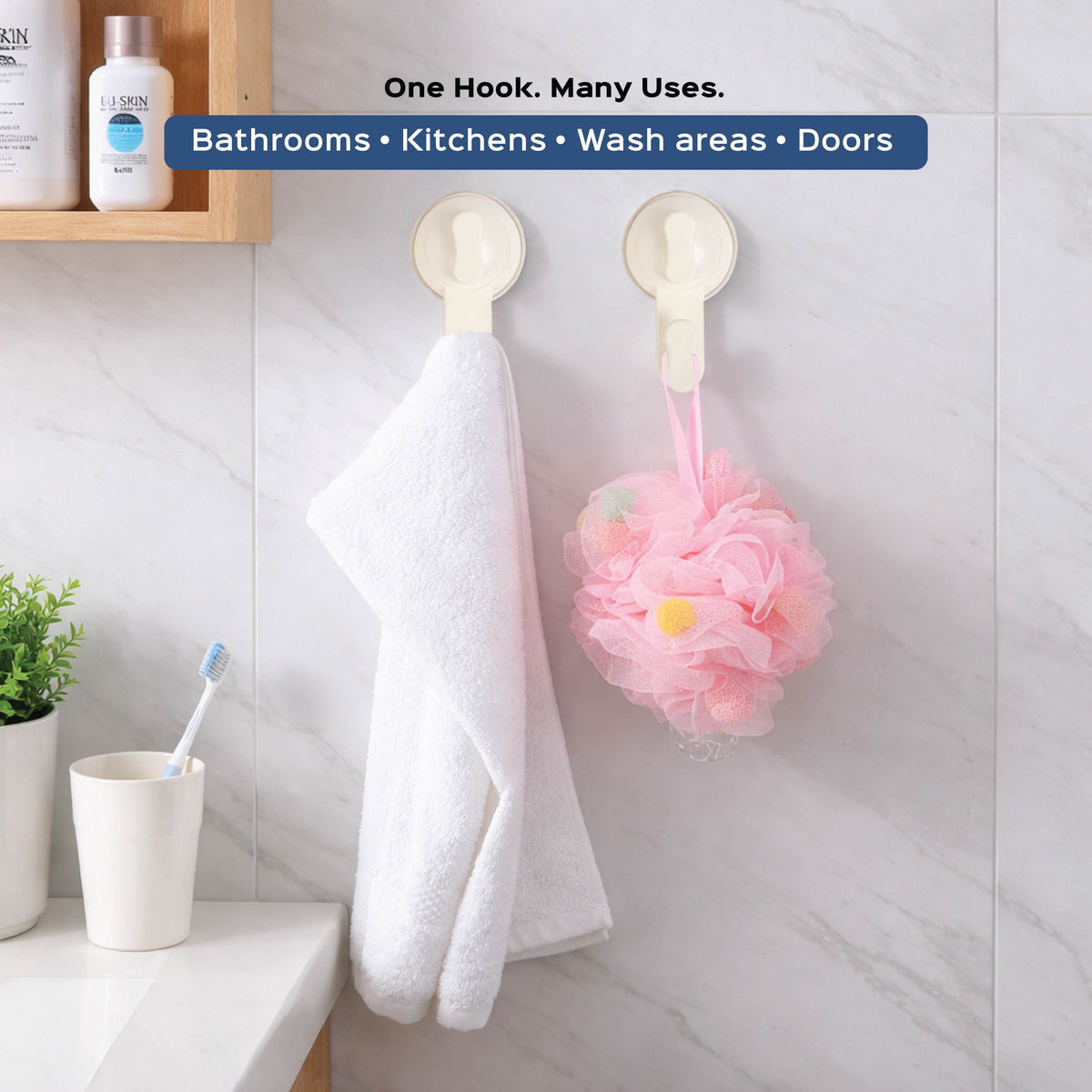 2-in-1 Suction & Adhesive Hooks|Set of 2 - Homestrap
