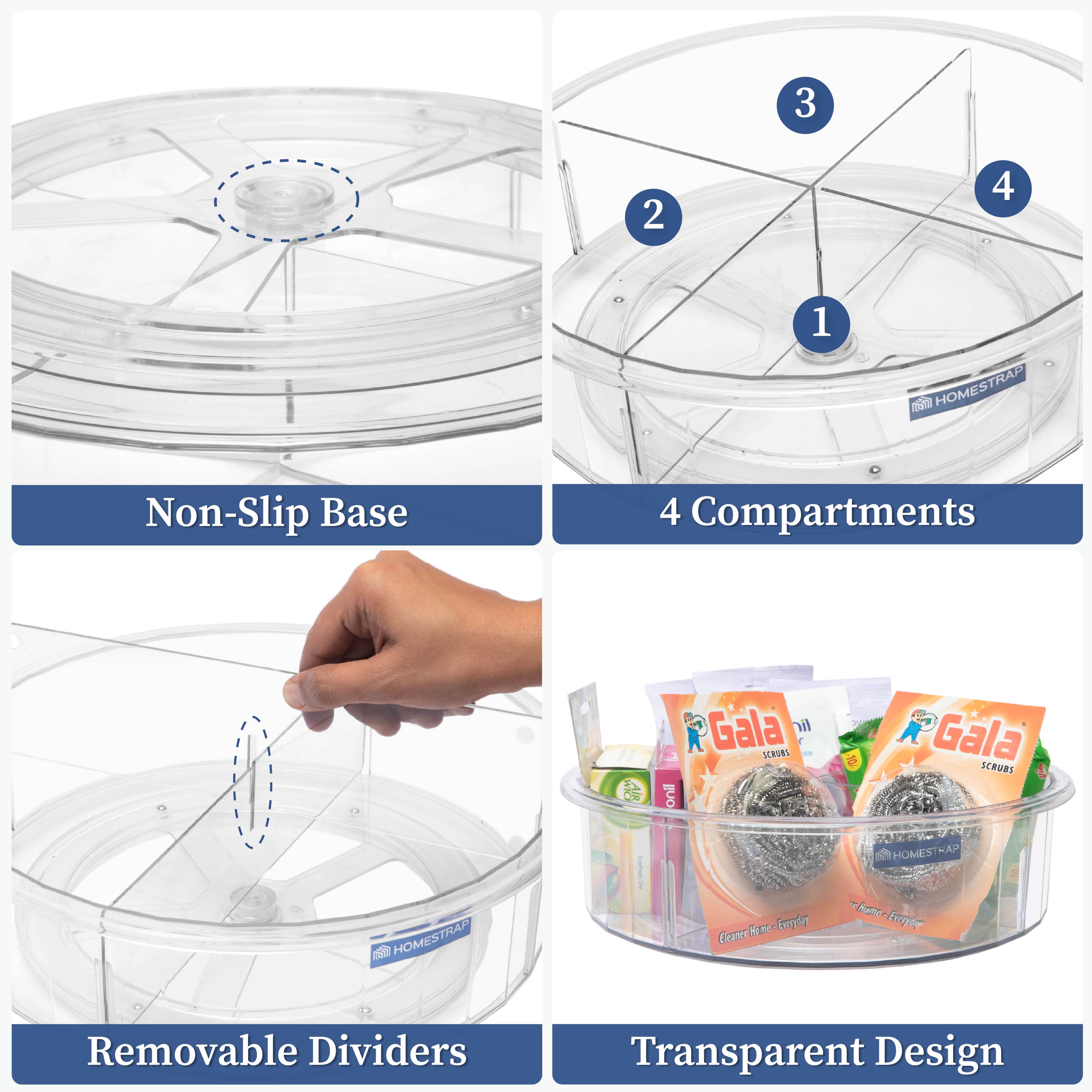 360 Multipurpose Rotating Organizer Tray with division| Lazy Susan