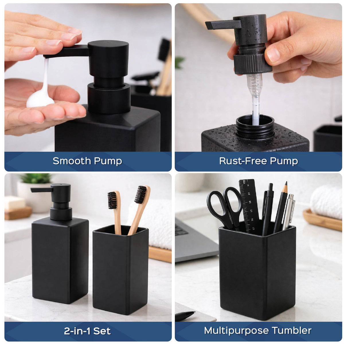 Matte Liquid Soap Dispenser & Multipurpose Tumbler Set - Homestrap