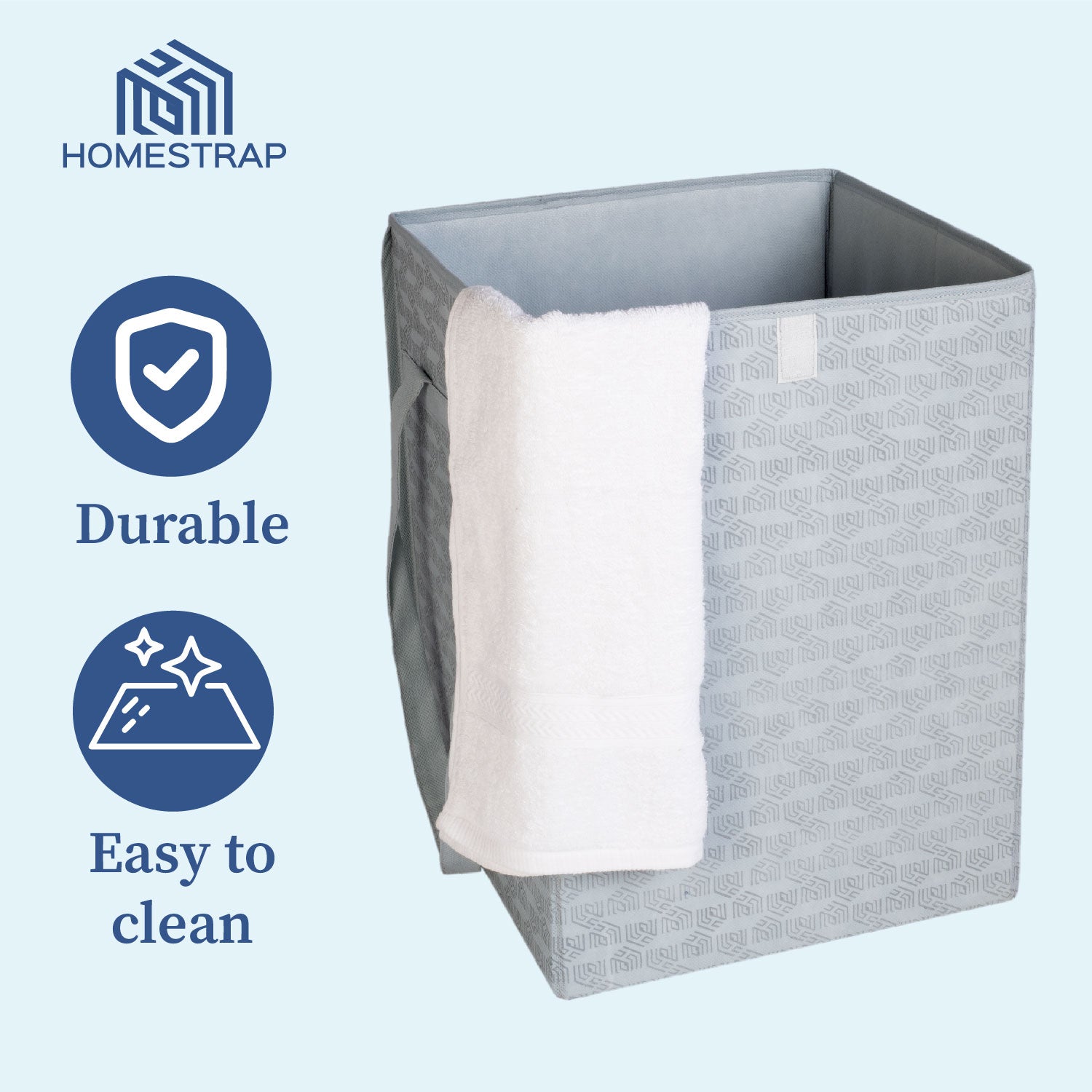 50 Ltrs Laundry Basket | Storage Bag with Attached Lid and Handles