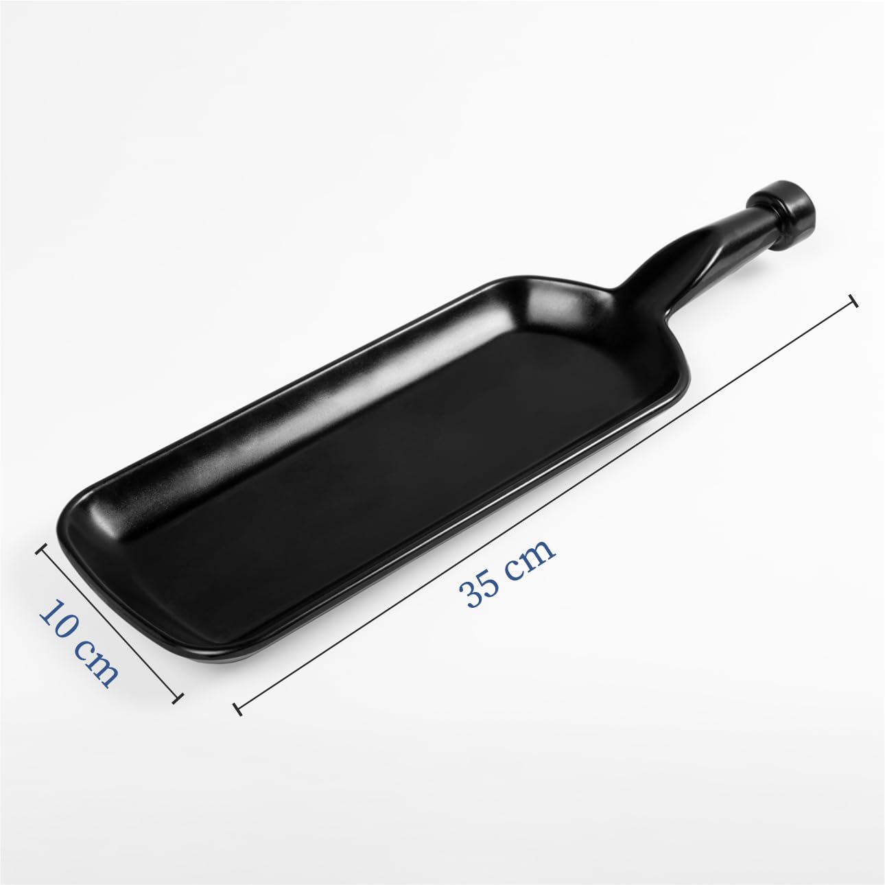 4-Piece Melamine Serving Platter Set | Black Leaf & Bottle Shape Platters with 2 Dip Bowls