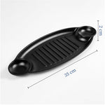 4-Piece Melamine Serving Platter Set | Black Leaf & Bottle Shape Platters with 2 Dip Bowls - Homestrap