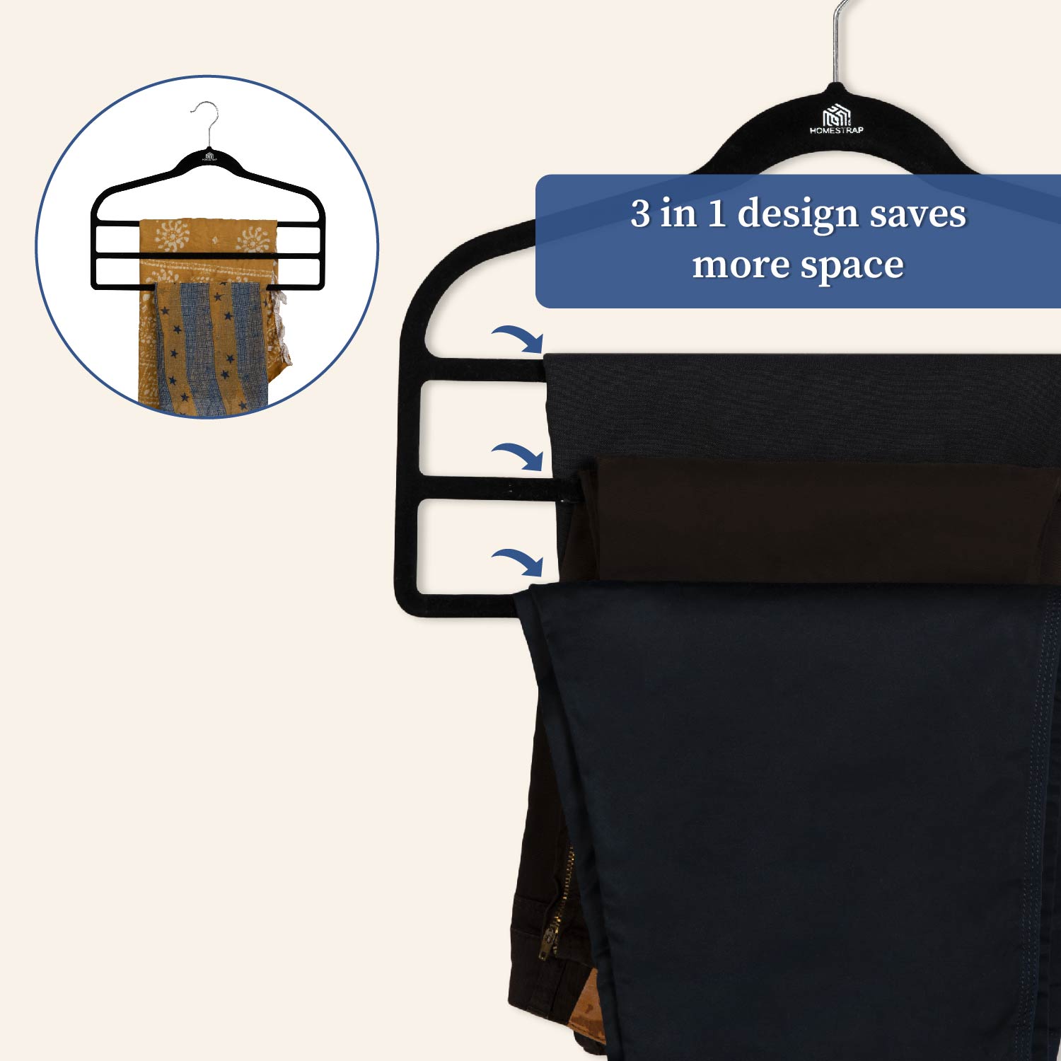 Velvet Multi Layered Hanger | 3 Layer Velvet Hanger