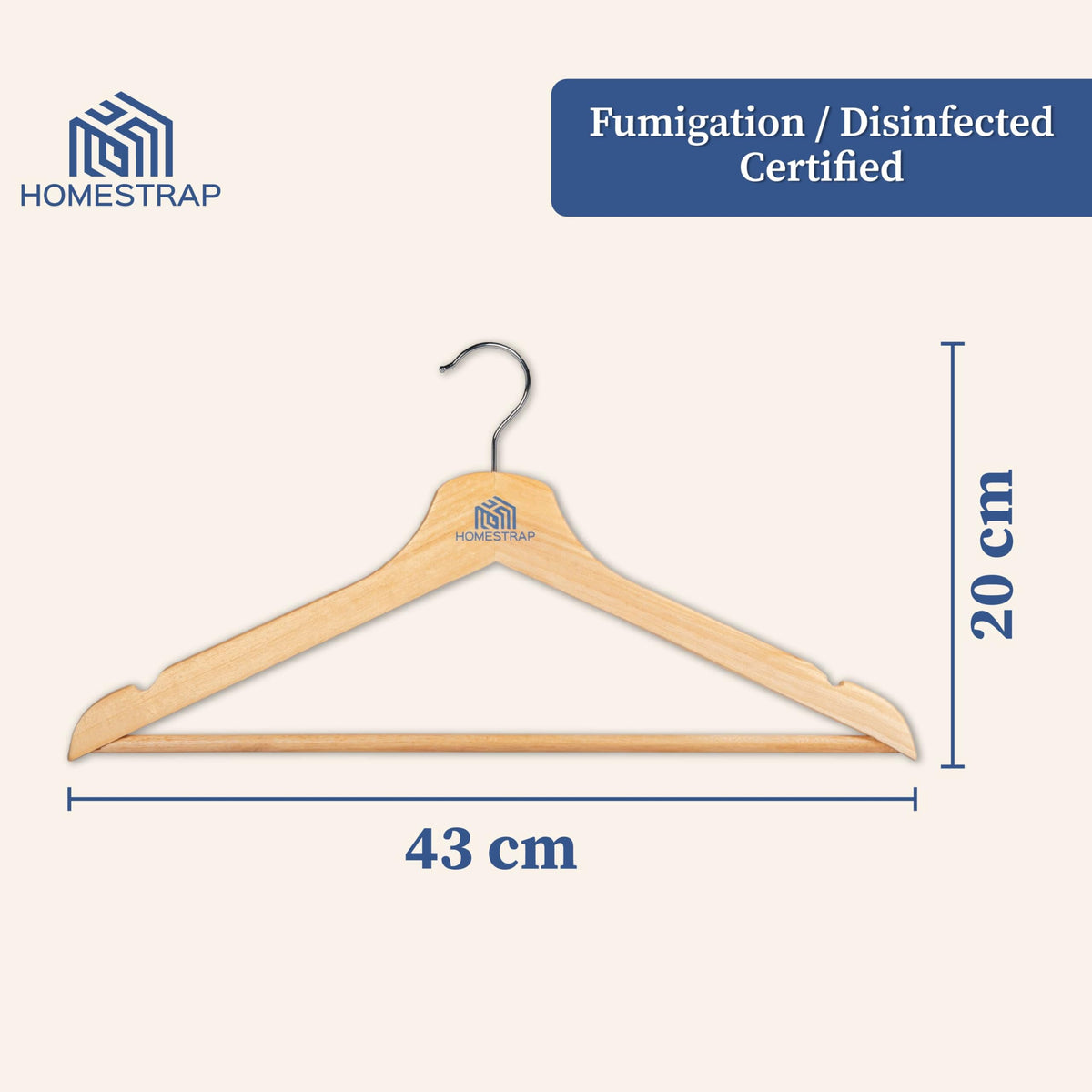Premium Wooden Hanger | Wooden Round Bar Hanger - Homestrap