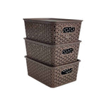Set Of 3, Plastic Storage Organizers | Baskets With Lid