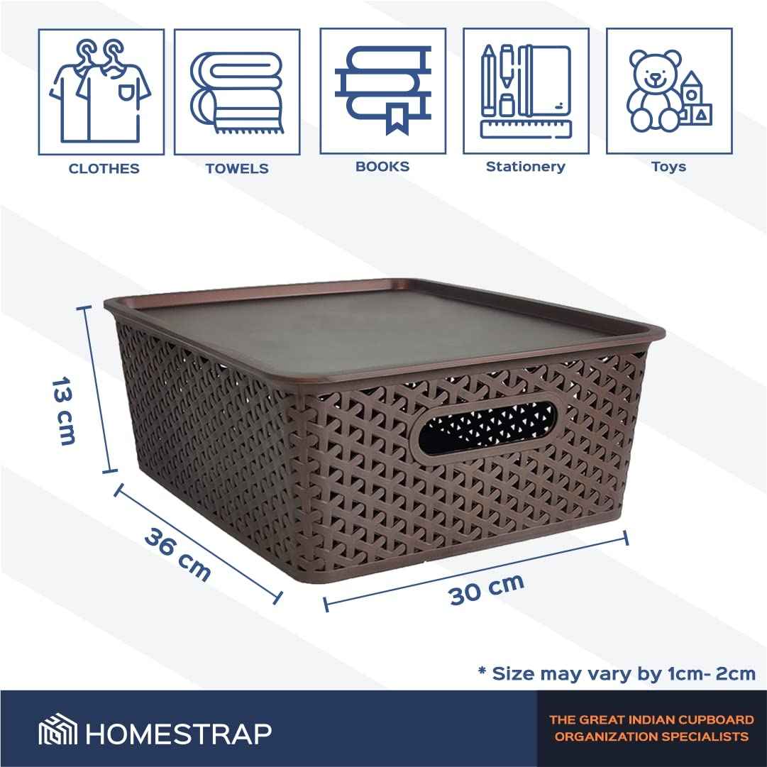 Set Of 3, Plastic Storage Organizers | Baskets With Lid
