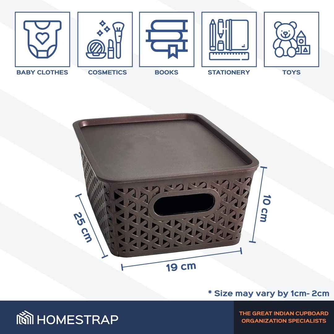 Set Of 3, Plastic Storage Organizers | Baskets With Lid