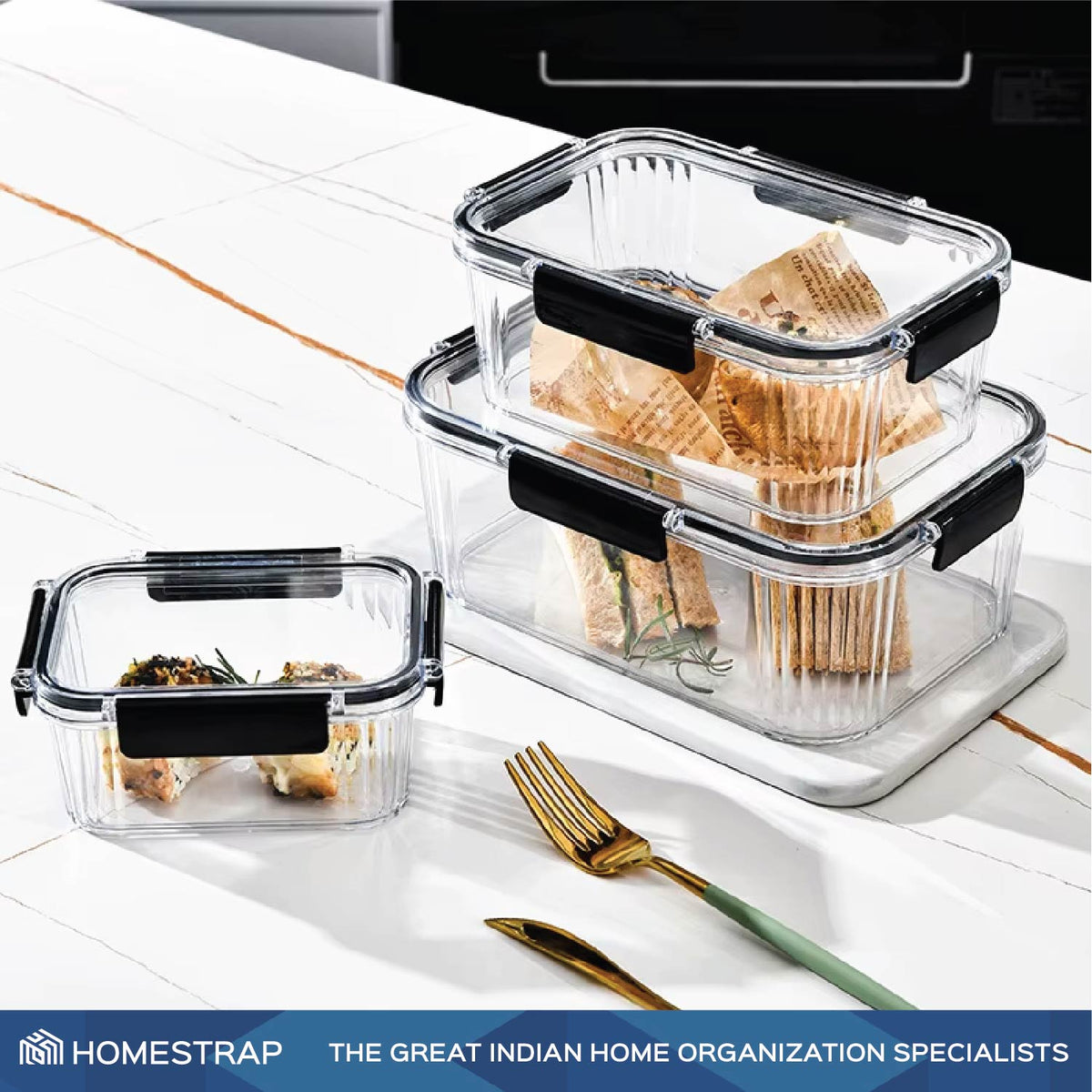 Multipurpose Airtight Food Storage Containers Set of 3 - Homestrap
