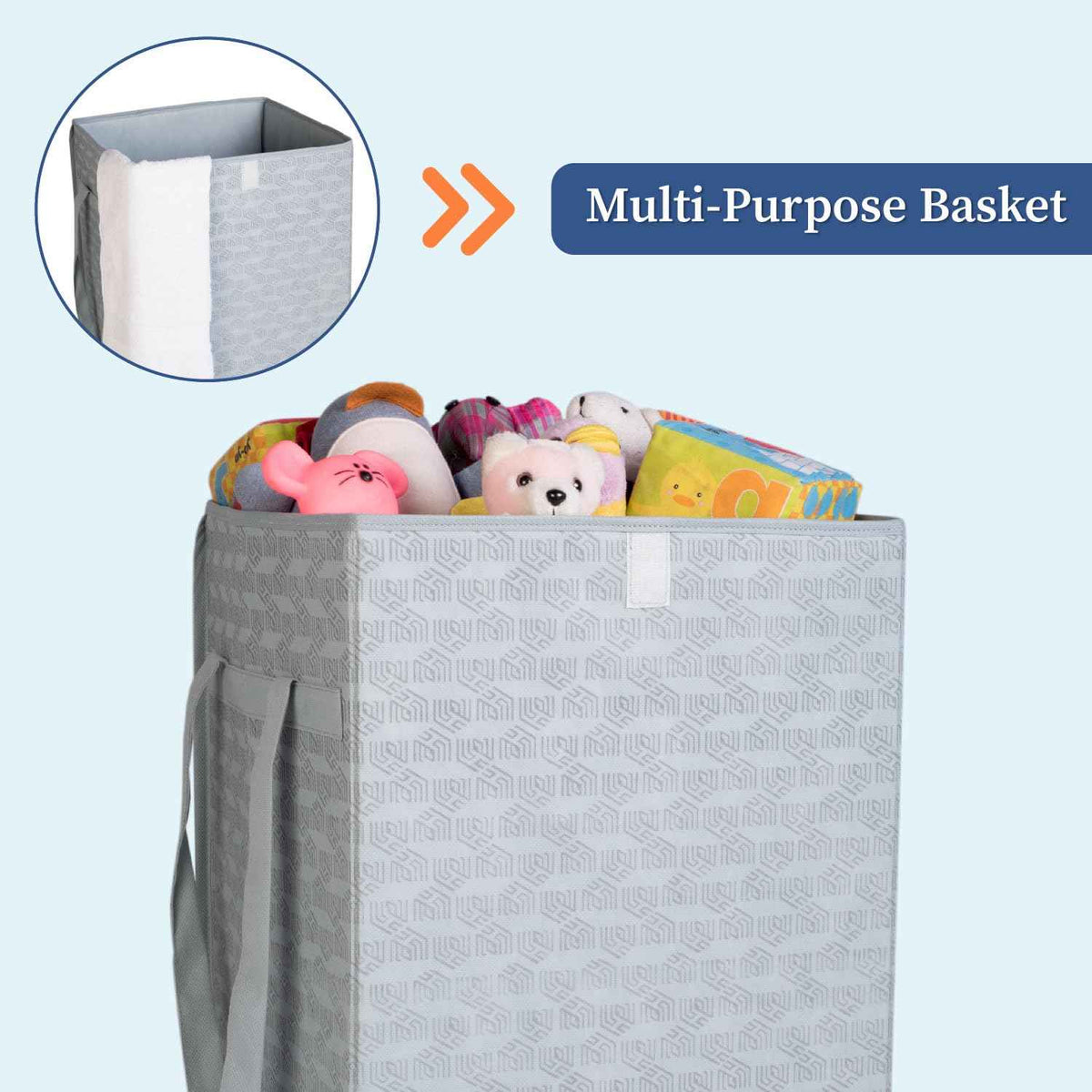 50 Ltrs Laundry Basket | Storage Bag with Attached Lid and Handles