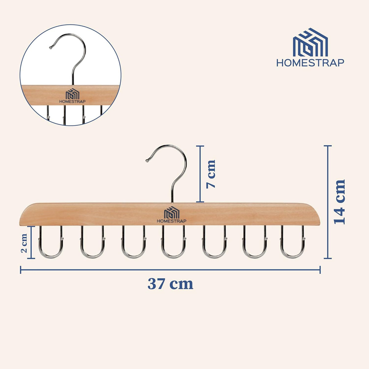 14 Multi-Hook Durable Wood Hanger - Homestrap