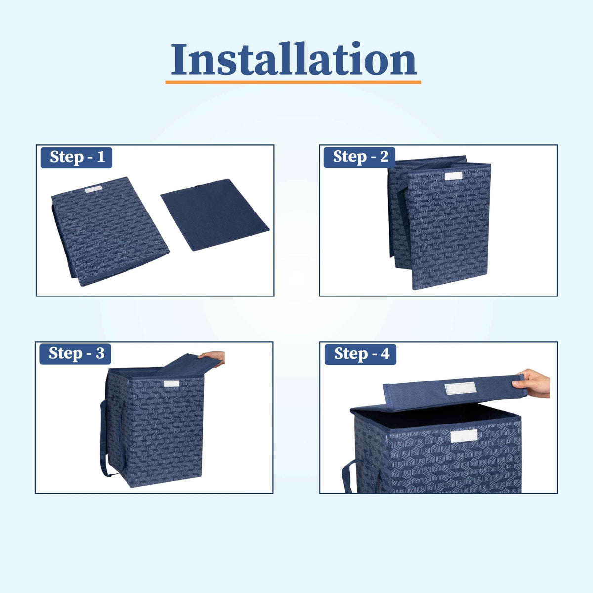 50 Ltrs Laundry Basket | Storage Bag with Attached Lid and Handles