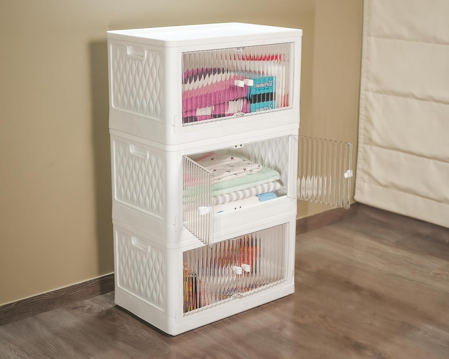 Rollin Stacker / Foldable Storage Box with Wheels (Large)