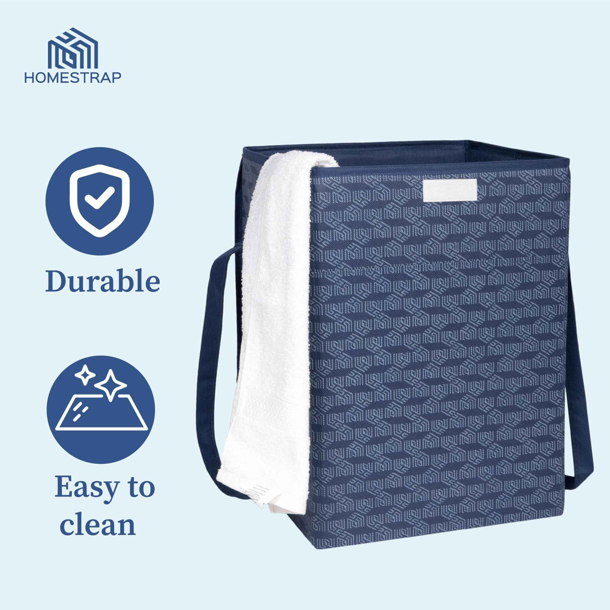 50 Ltrs Laundry Basket | Storage Bag with Attached Lid and Handles