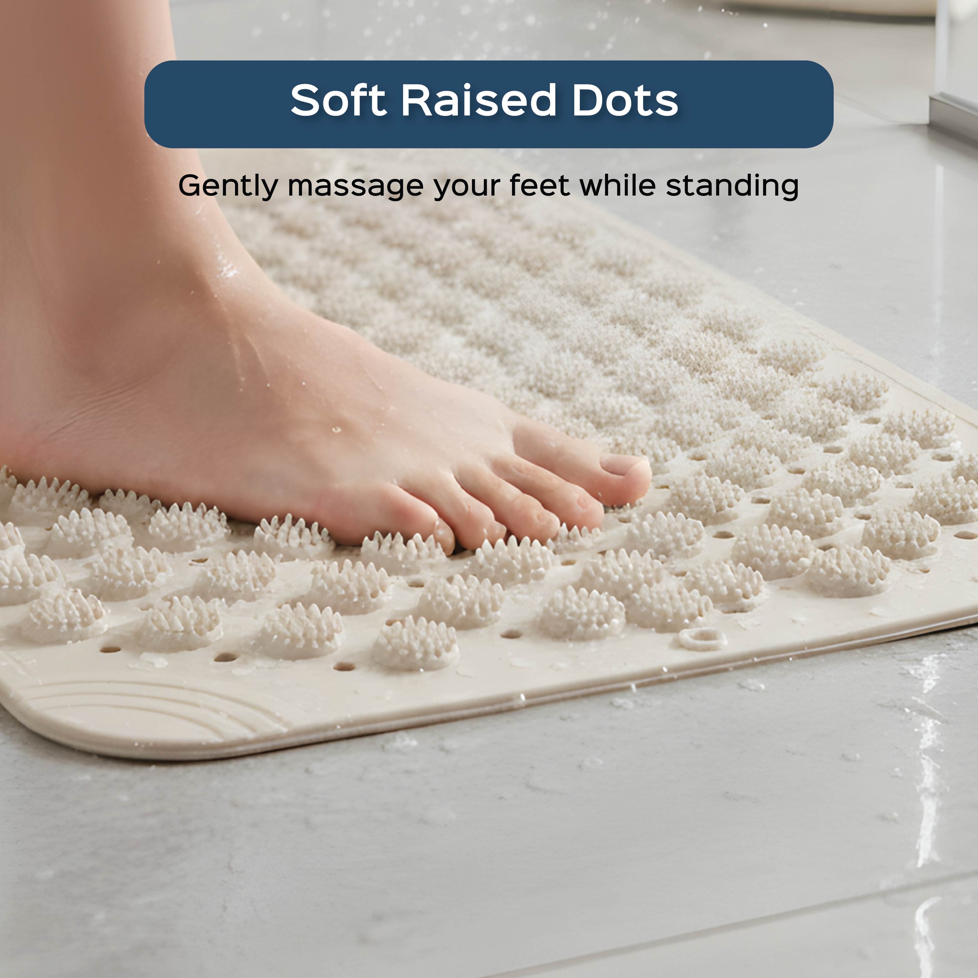 Anti-Skid Shower Mat with Suction Cups & Foot Scrubber