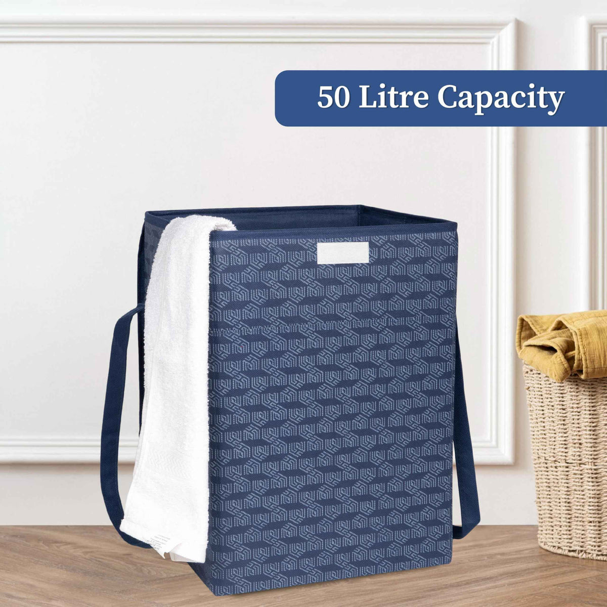 50 Ltrs Laundry Basket | Storage Bag with Attached Lid and Handles