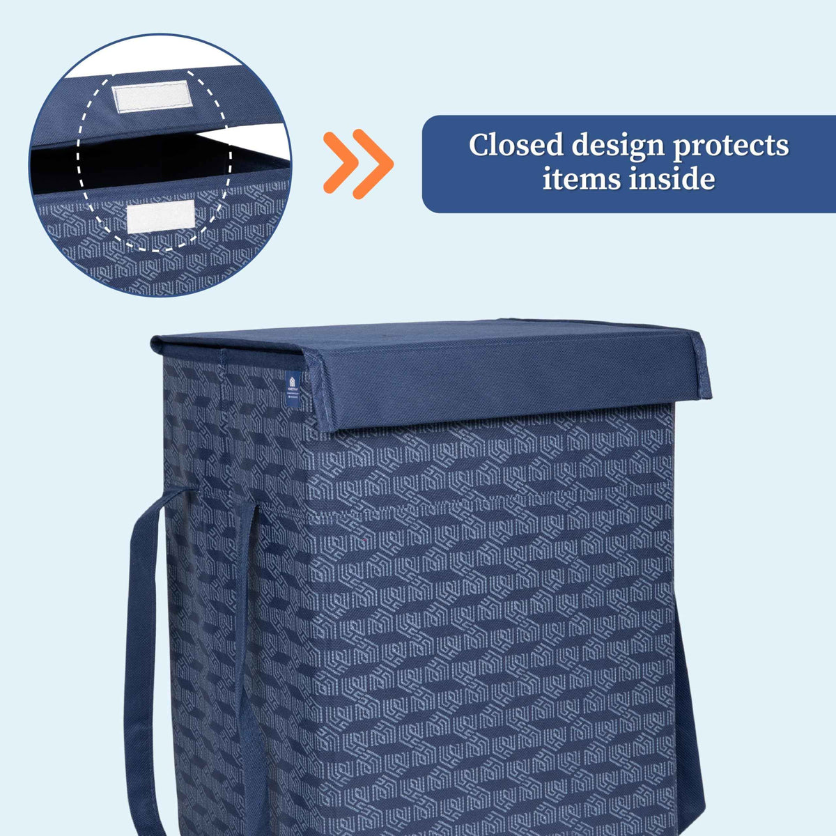 50 Ltrs Laundry Basket | Storage Bag with Attached Lid and Handles