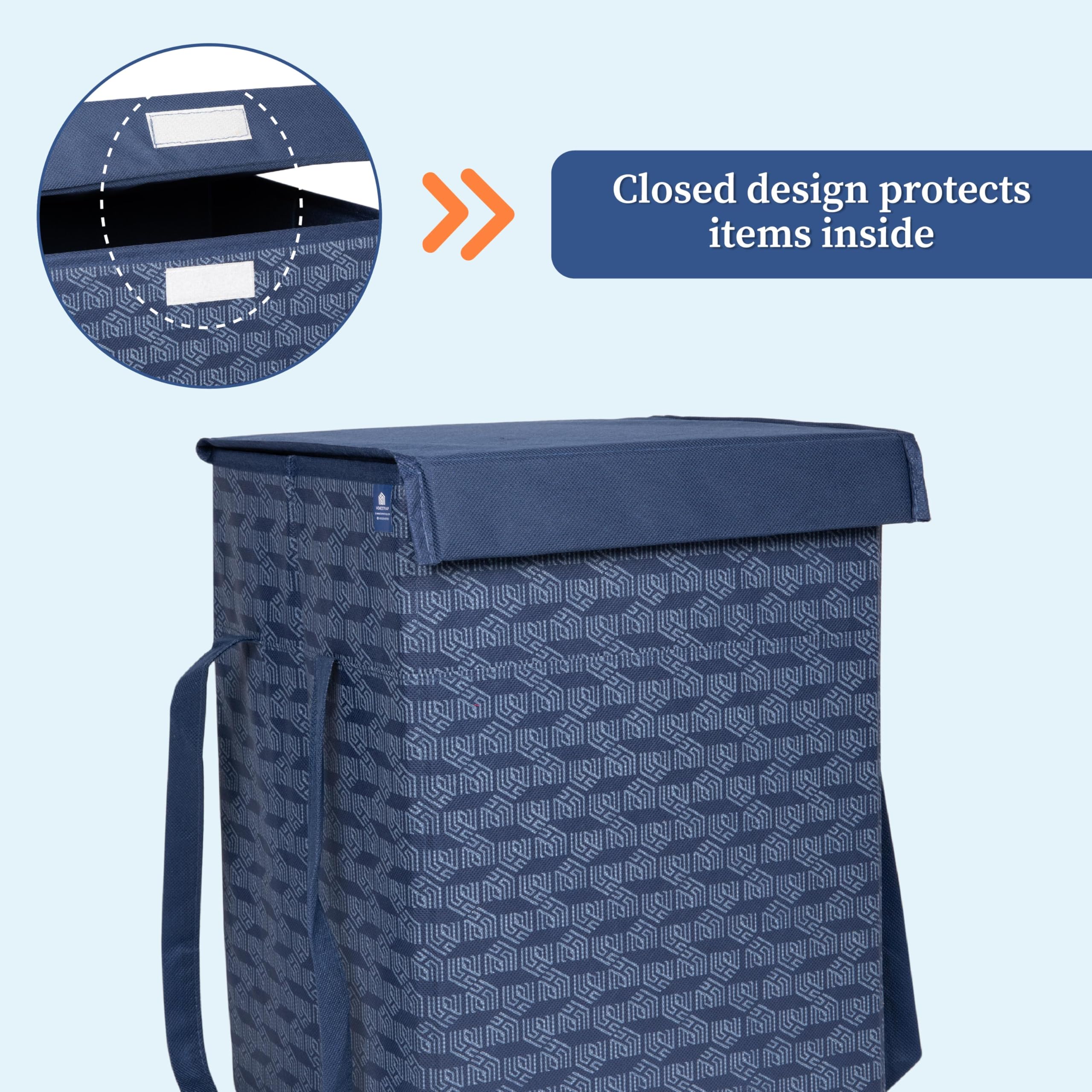 50 Ltrs Laundry Basket | Storage Bag with Attached Lid and Handles